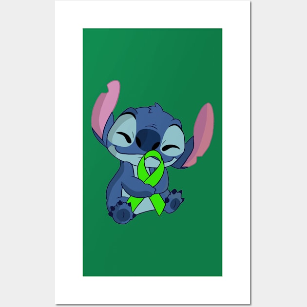 Blue Alien Holding an Awareness Ribbon (Green) Wall Art by CaitlynConnor